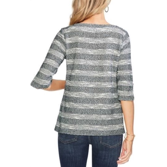 Vince Camuto Stripe Knit 3/4 Sleeve Sweater Top - Picture 2 of 9